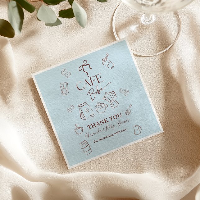 Kaffee-Thema Blue Bow Cafe Bebe Boy Baby Shower Serviette (Von Creator hochgeladen)