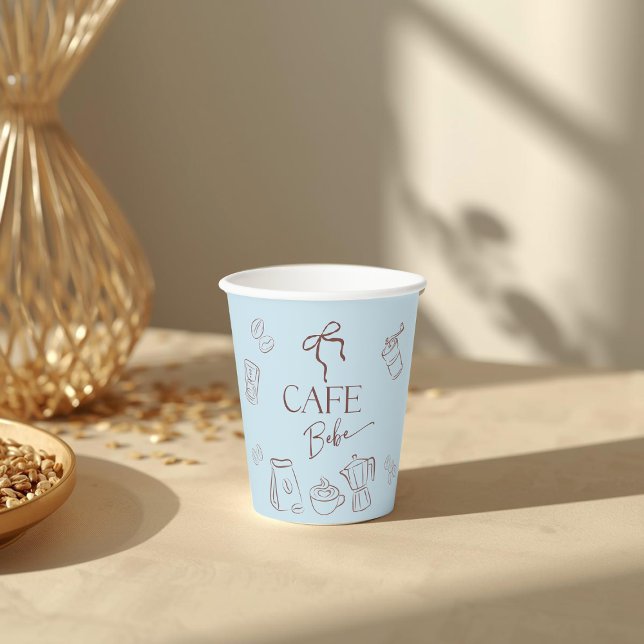 Kaffee-Thema Blue Bow Cafe Bebe Boy Babyparty Pappbecher (Von Creator hochgeladen)