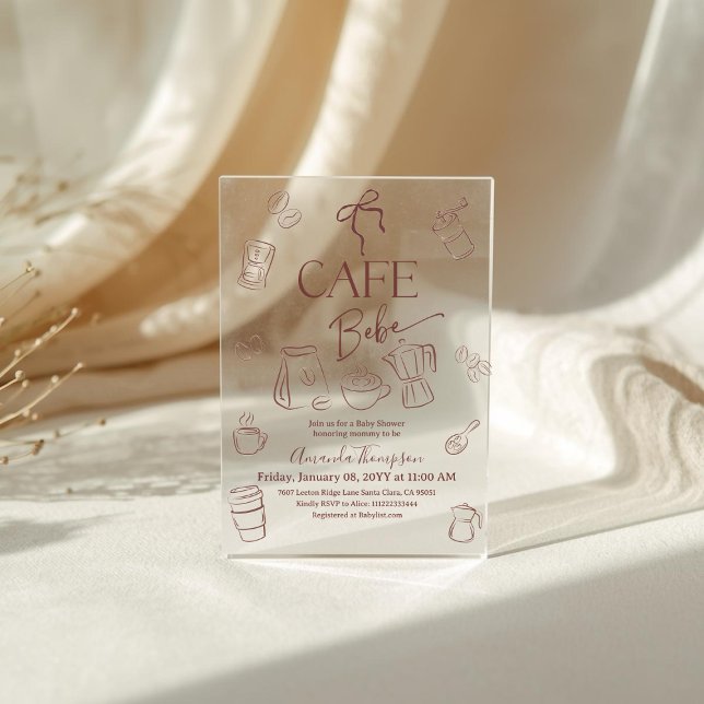 Kaffee-Thema-Bow-Cafe-Bebe-Brewing-Baby-Shower Acryleinladungen (Von Creator hochgeladen)