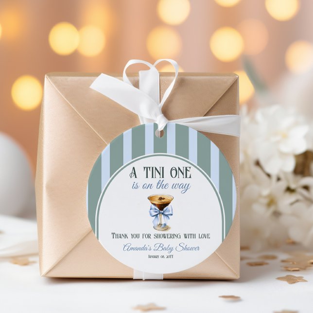 Kaffee Thema Espresso Martini Blue Bow Baby Dusche Geschenkanhänger (Von Creator hochgeladen)