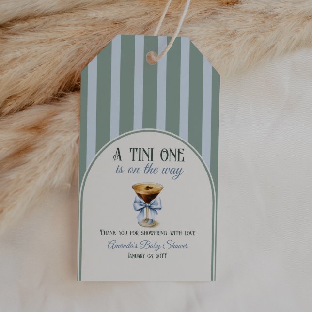 Kaffee Thema Espresso Martini Blue Bow Baby Dusche Geschenkanhänger (Von Creator hochgeladen)