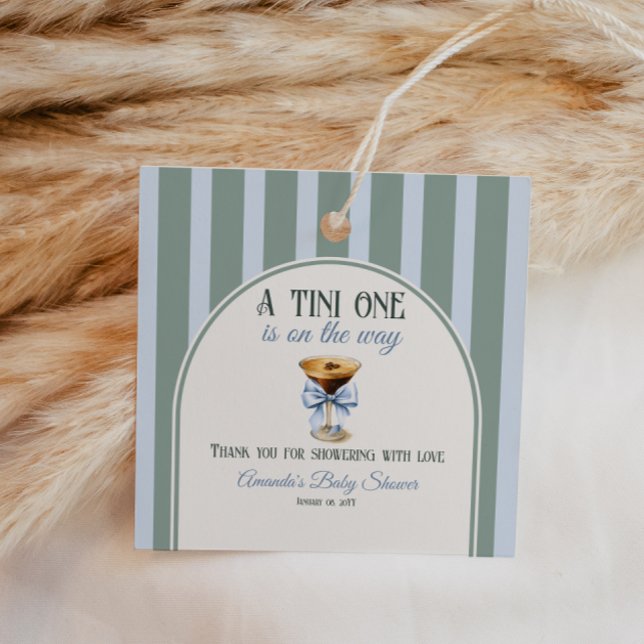 Kaffee Thema Espresso Martini Blue Bow Baby Dusche Geschenkanhänger (Von Creator hochgeladen)