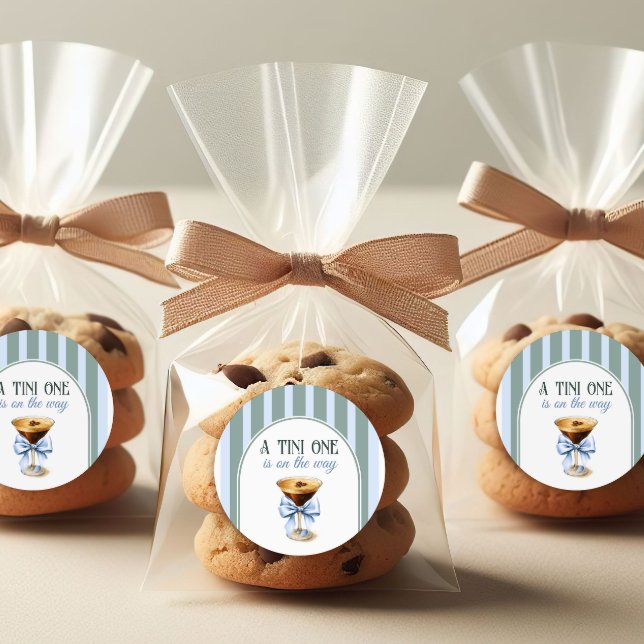 Kaffee Thema Espresso Martini Blue Bow Baby Dusche Runder Aufkleber (Von Creator hochgeladen)