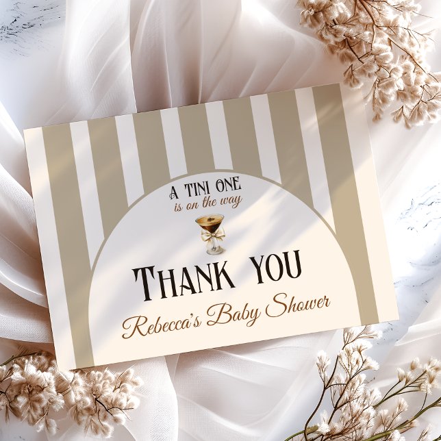 Kaffee Thema Espresso Martini Bow Baby Dusche Dankeskarte (Von Creator hochgeladen)