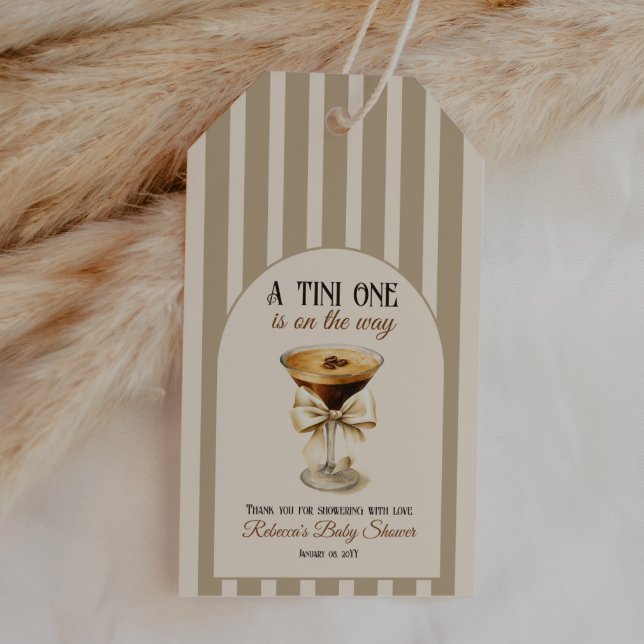 Kaffee Thema Espresso Martini Bow Baby Dusche Geschenkanhänger (Von Creator hochgeladen)