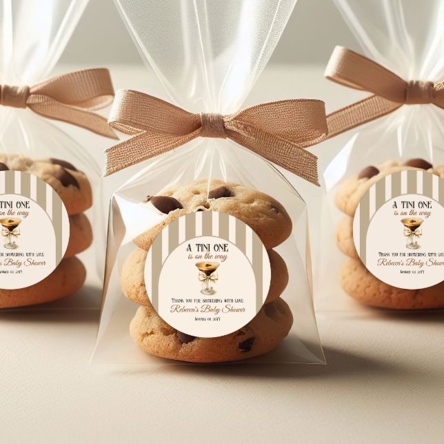 Kaffee Thema Espresso Martini Bow Baby Dusche Runder Aufkleber (Von Creator hochgeladen)