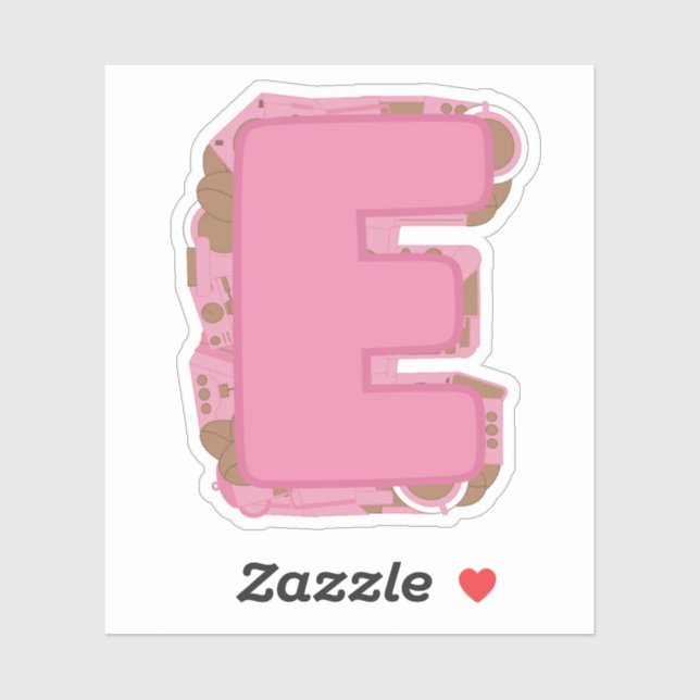 Kaffee Theme Letter E Custom Cut Vinyl Aufkleber (Blatt)