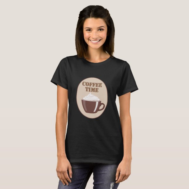 Kaffee Time Black T-Shirt (Vorne ganz)