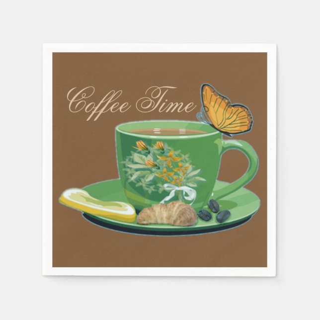 Kaffee Time Cup & Saucer Napkins Serviette (Vorderseite)