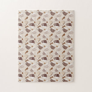 Kaffee Time Cups Brauner Körner Coffein Lover Drin Puzzle