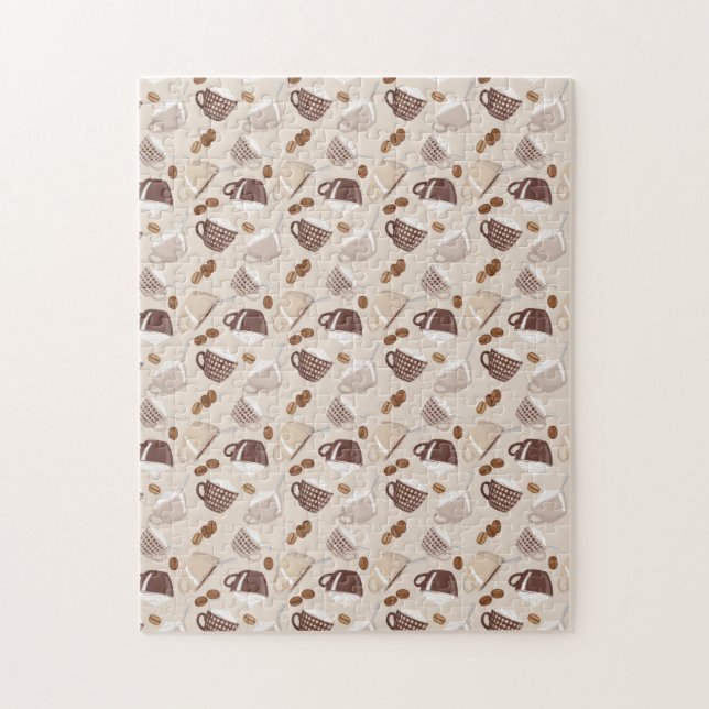Kaffee Time Cups Brauner Körner Coffein Lover Drin Puzzle (Vertikal)