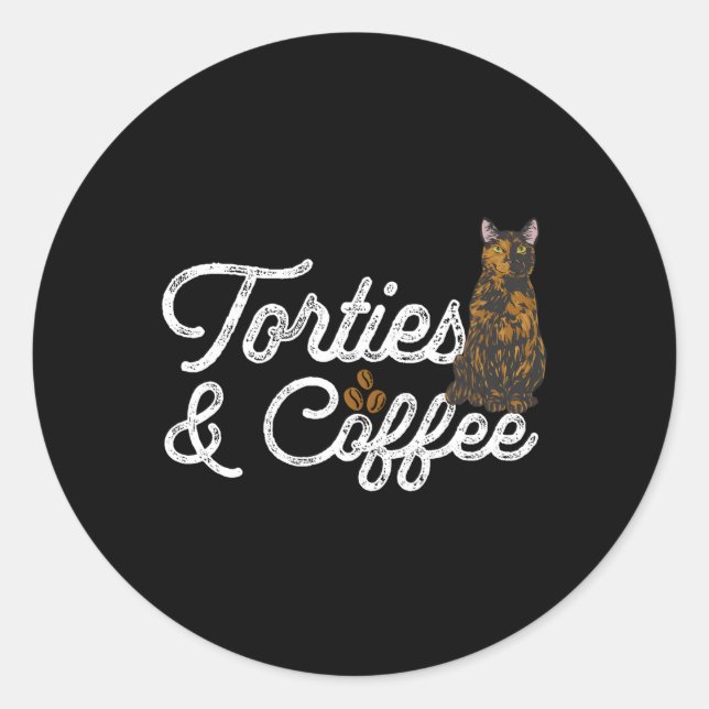 Kaffee Tortoiseshell Cat Tortie Runder Aufkleber (Vorderseite)