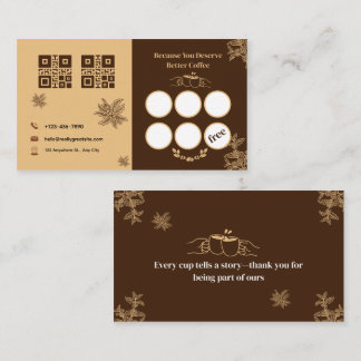 Kaffee-Treuekarte Braun Elegantes QR-Design Treuekarte