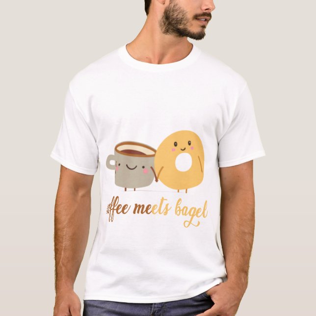 Kaffee trifft Bagel T-Shirt (Vorderseite)