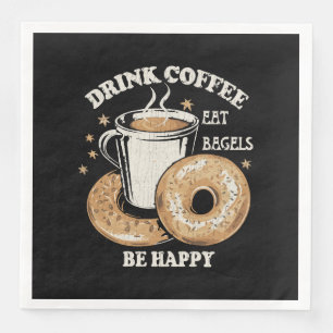 Kaffee trinken Bagels essen Sei glücklich Serviette