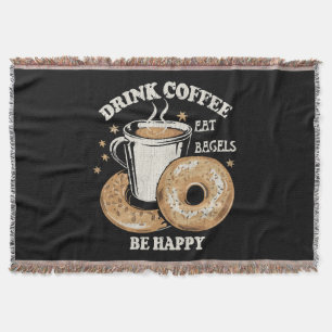 Kaffee trinken Bagels ist glücklich Decke