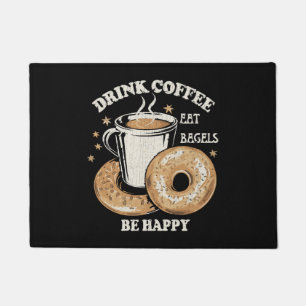 Kaffee trinken Bagels ist glücklich Fußmatte