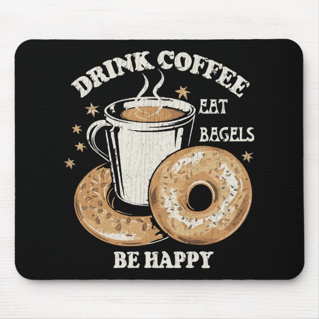 Kaffee trinken Bagels ist glücklich Mousepad (Vorne)