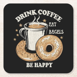 Kaffee trinken Bagels ist glücklich Rechteckiger Pappuntersetzer