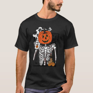 Kaffee trinken Frauen Skelett Lazy Halloween Cos T-Shirt