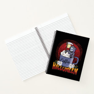 Kaffee trinken und Beängstigend sein Notizbuch