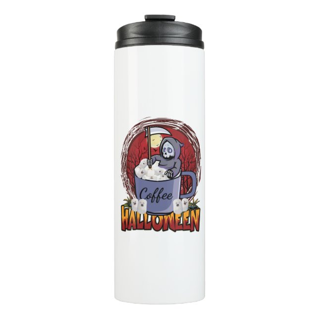 Kaffee trinken und Beängstigend sein Thermosbecher (Vorderseite)