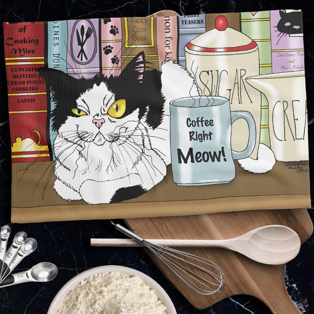 Kaffee Tuxedo Cat Funny Handtuch (Von Creator hochgeladen)