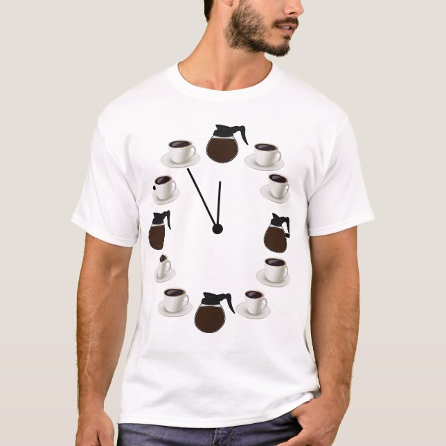 Kaffee-Uhr T-Shirt (Vorderseite)