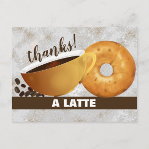 Kaffee und Bagel   Vielen Dank Postkarte