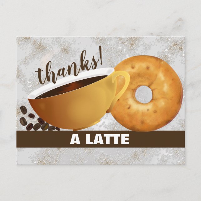 Kaffee und Bagel | Vielen Dank Postkarte (Vorderseite)