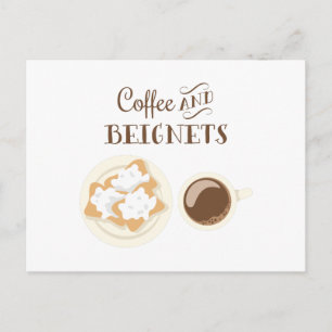 Kaffee und Beignets Postkarte