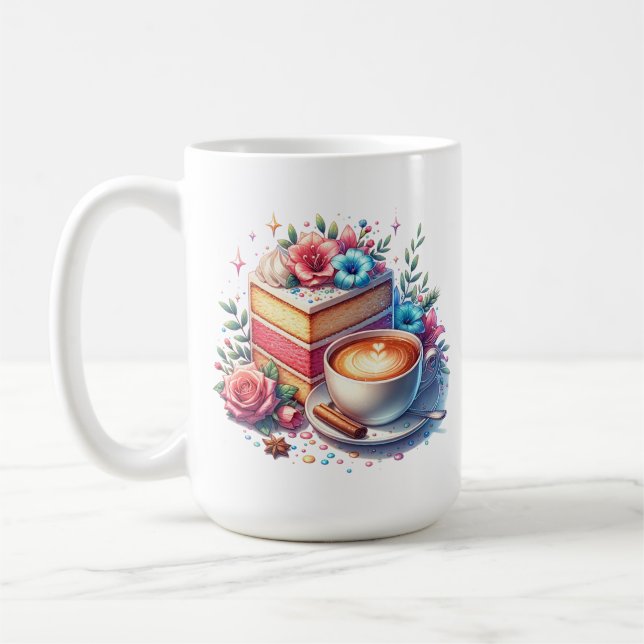 Kaffee und Birthday Cake Personalisiert Kaffeetasse (Links)