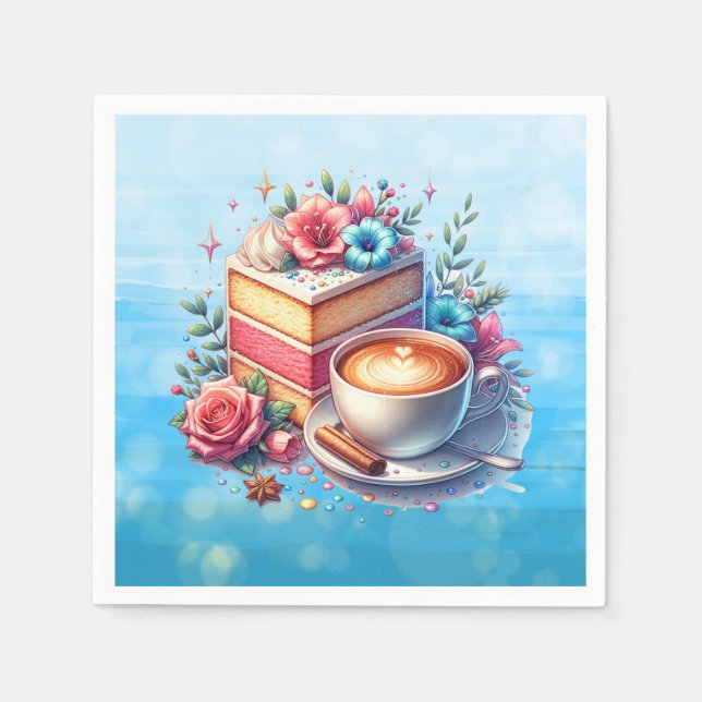 Kaffee und Birthday Cake Personalisiert Serviette (Vorderseite)