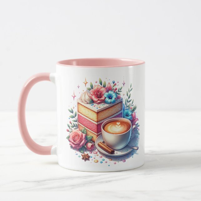Kaffee und Birthday Cake Personalisiert Tasse (Links)
