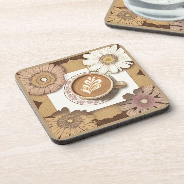 Kaffee und Blume Getränkeuntersetzer (Linke Seite)