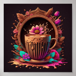 Kaffee und Blume Kunst Poster