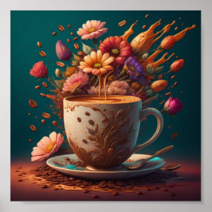 Kaffee und Blume Poster