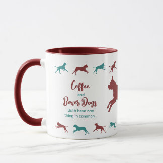 Kaffee und Boxer Hunde Zwei-Töne Tasse Maroon & Bl