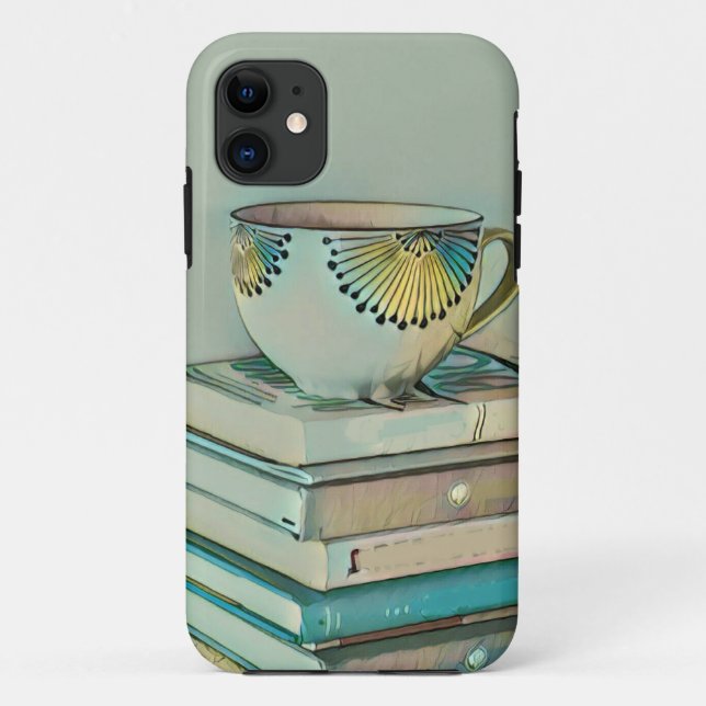 Kaffee- und Bücherliebhaber Case-Mate iPhone Hülle (Rückseite)