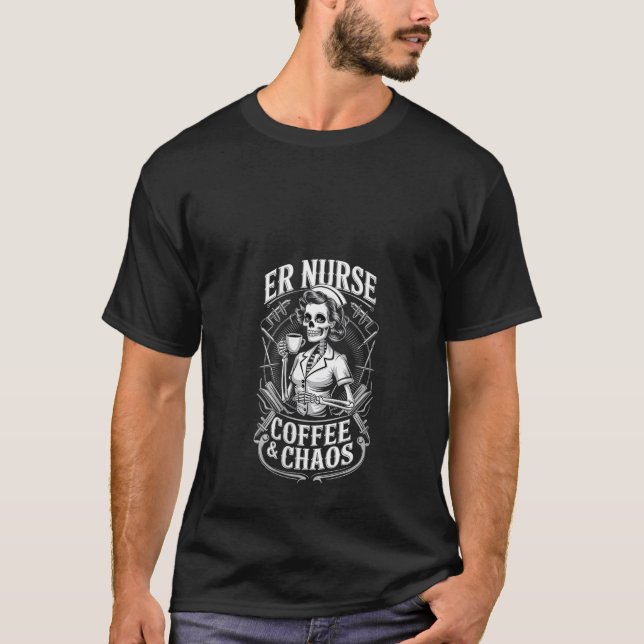 Kaffee und Chaos Funny Skeleton Ha T-Shirt (Vorderseite)