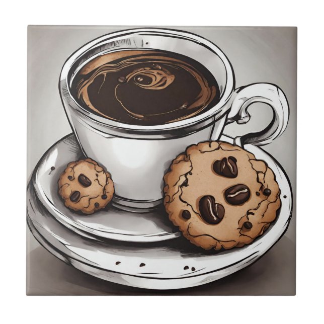 Kaffee und Cookies Fliese (Vorderseite)