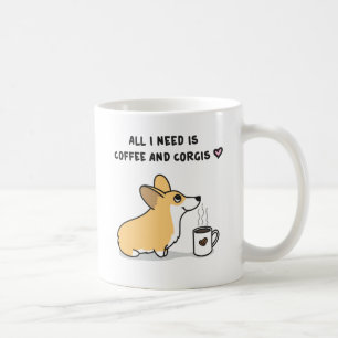 Kaffee und Corgis [rot weiß] Tasse