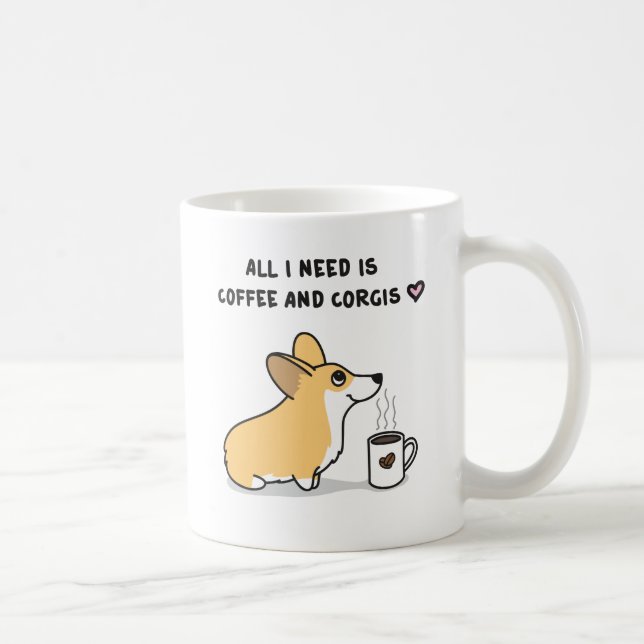 Kaffee und Corgis [rot weiß] Tasse (Rechts)