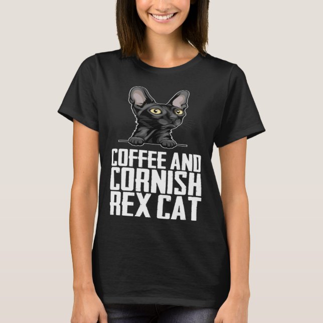 Kaffee und Cornish Rex Katze T-Shirt (Vorderseite)