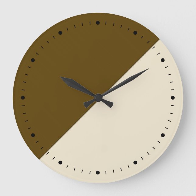 Kaffee-und Creme-Block-Kunst Große Wanduhr (Vorderseite)