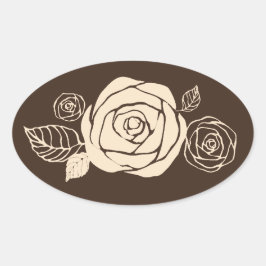 Kaffee-und Creme-Rosen, die Geschenke koordinieren Ovaler Aufkleber