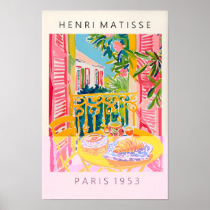 Kaffee- und Croissant-Plakat, Matisse-Stil Kunst P Poster
