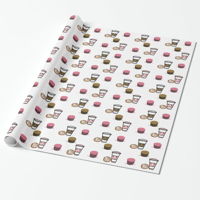 Kaffee und Cupcakes Geschenkpapier (Ungerollt)