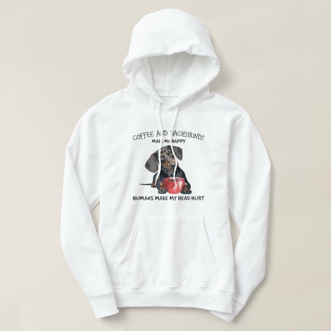 Kaffee und Dackeln machen mich glücklich Hoodie (Design vorne)