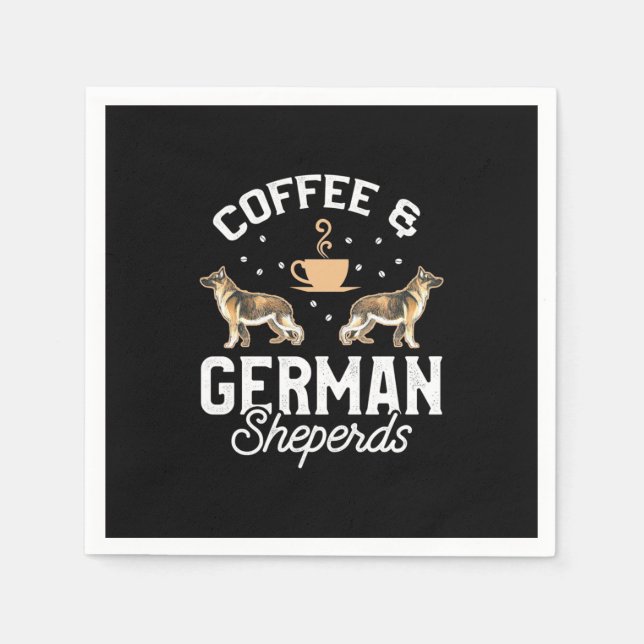Kaffee und Deutscher Hirte Serviette (Vorderseite)